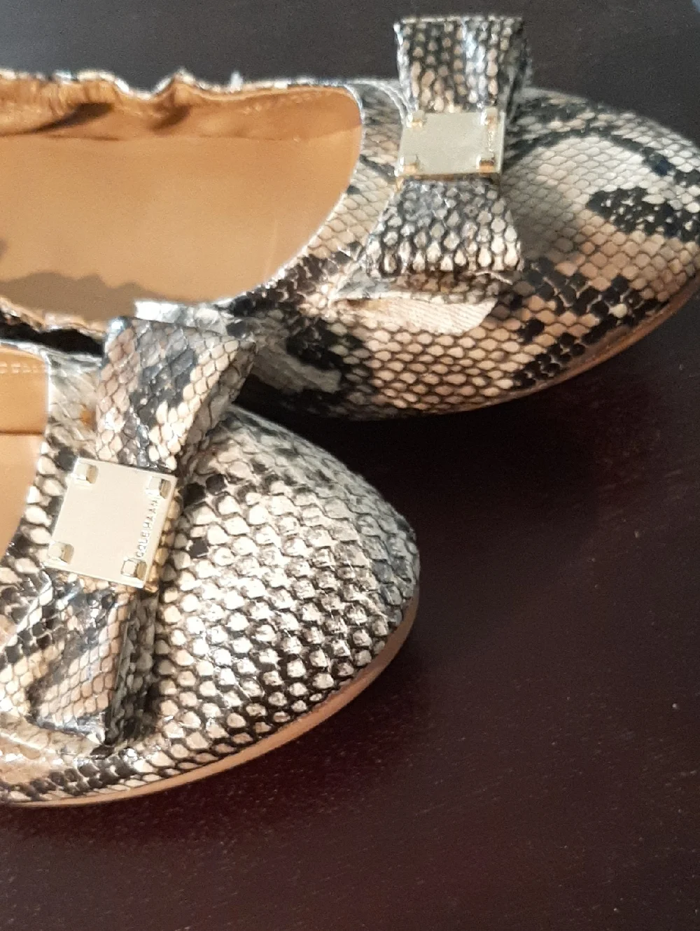 Cole Haan Snake-Print Bow Ballet Flats -